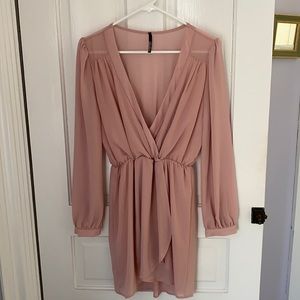 Blush long sleeve mini dress